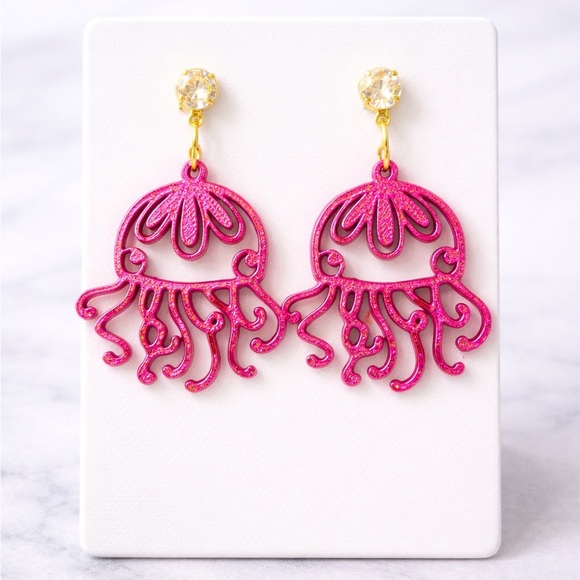 Handmade Jewelry - Burgundy and Gold Color Shift‎ Jellyfish Earrings